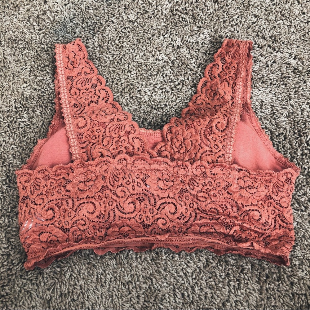 ღ SOLD deep coral lace bralette - Picture 3 of 7